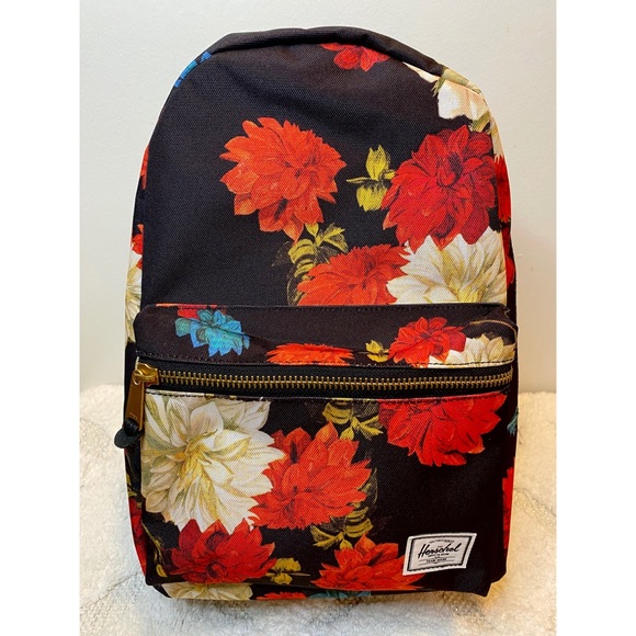 herschel black floral backpack
